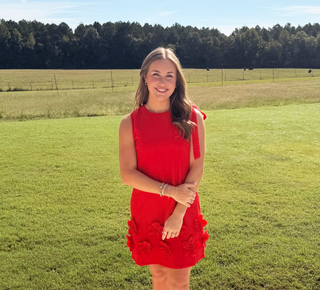 THML Sleeveless Floral Detail Red Dress