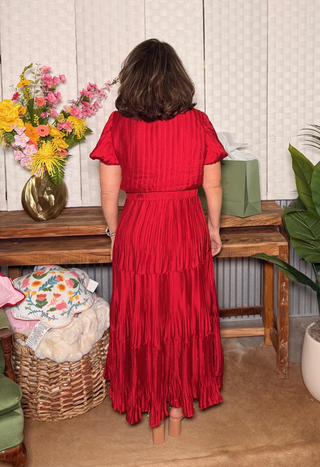 The Scarlet Grace Pleated Midi Dress