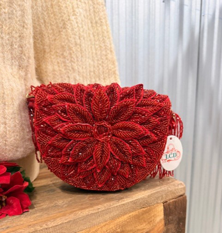 Ruby Dahlia Beaded Handbag