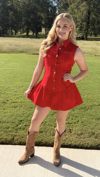 SoMe Red Ruffle Dress