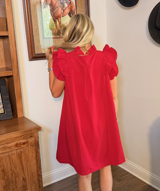 Umgee Red Statement Ruffle Dress