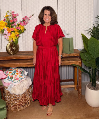 The Scarlet Grace Pleated Midi Dress