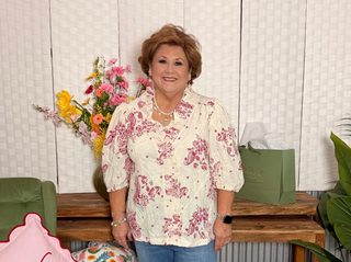 Umgee Berry Toile Ruffle Button Blouse