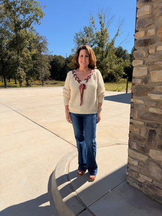 So Me Christmas Plaid Ribbon Sweater