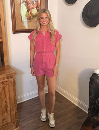 Peach Love  Magenta Romper