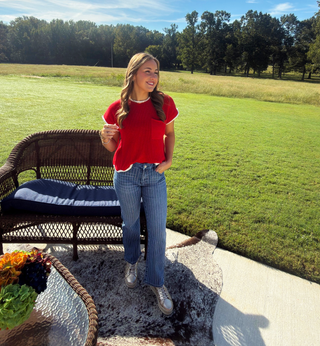 She & Sky Ruffled Edge Pocket Top
