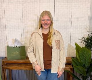 Umgee Champagne Sequin Corduroy Shirt