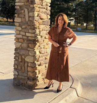 THML Brown Suede Midi Dress