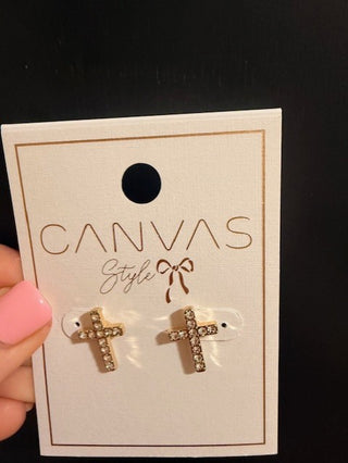 Seraphine Pave Cross Earrings