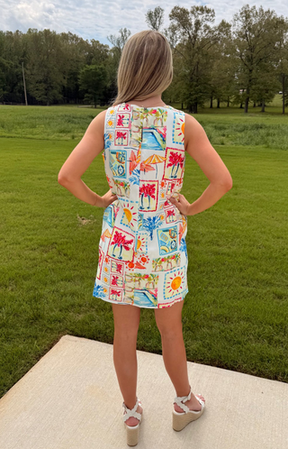 She & Sky Paradise Postcard A-Line Dress