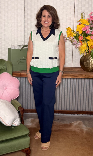 Preppy Chic Sleeveless Cable Knit Sweater Vest