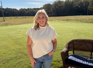 THML Short Sleeve Suede Top with Button Embellishment