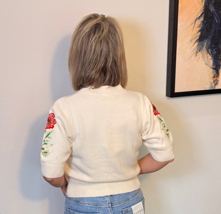 Entro Ivory Bloom Short Sleeve Sweater
