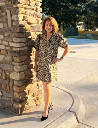 THML Puff Sleeve Leopard Print Dress
