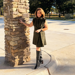 THML High Neck Sleeveless Green Plaid Dress