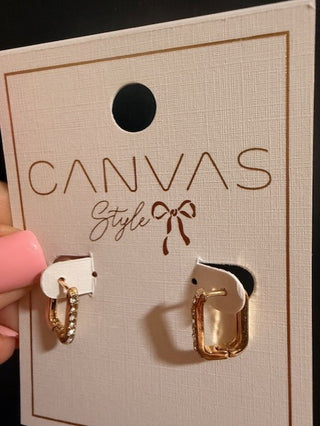 Tai Pave Rectangle Huggie Hoop Earrings