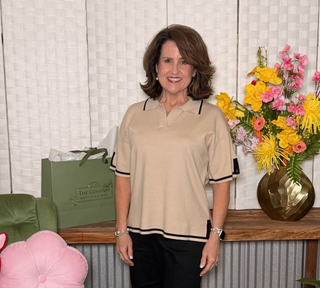 Contrast Hem Sleeve Collared Sweater Top