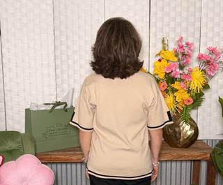 Contrast Hem Sleeve Collared Sweater Top