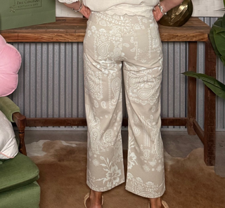Peach Love Hibiscus w/ Paisley Printed Soft Twill Denim