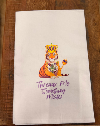 Mardi Gras Tiger Threaux Me Something Mister Tea Towel