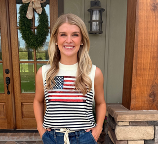 Queen of Sparkles Sequin Flag Stripe Sweater Tank