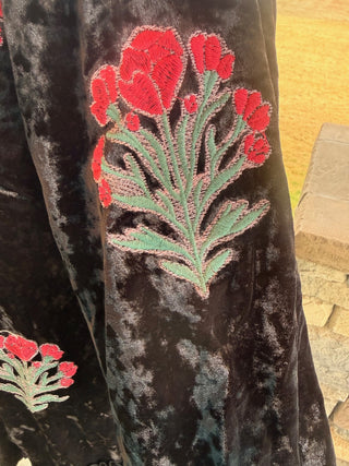 Umgee Black Velvet Floral Dress