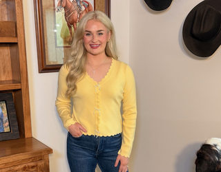 Scallop Knit Pearl Bow Cardigan