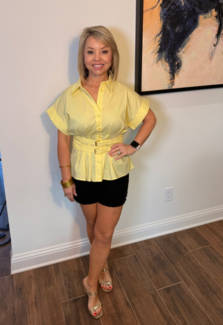 Entro Cinched & Chic Button-Up Blouse