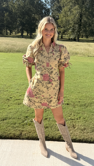 Entro Yellow Floral Denim Dress