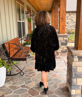 Umgee Black Velvet Floral Dress