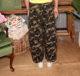 Camo Draw String Wide Leg Pants