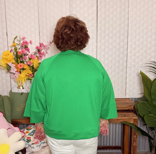 Umgee Kelly Green Scuba Knit Pullover