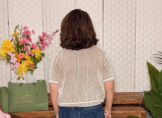 Two Tone Rib Texture Short Sleeve Cardigan Sweater