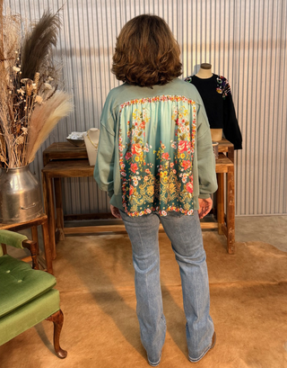 Umgee Sweatshirt with Floral Back