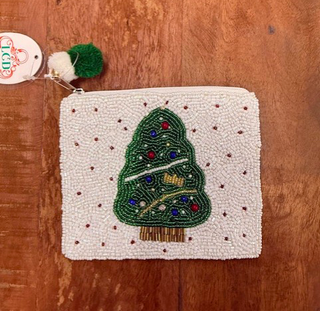 Christmas Tree Beaded Coin Purse