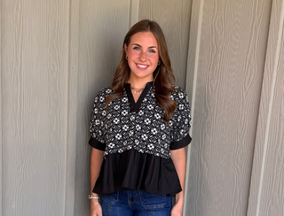 Entro Black Crochet Ruffle Top