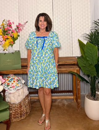 Sunny Meadow Floral Babydoll Dress with Pockets