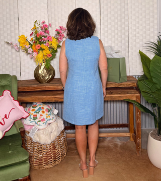 Pearl Trim Sleeveless Tweed Dress