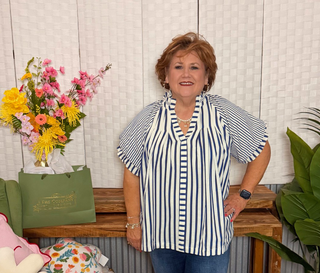 Umgee Harbor Stripe Ruffle Sleeve Blouse