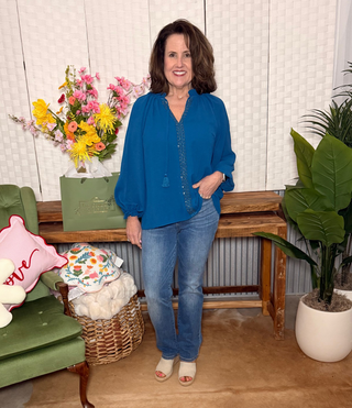 Umgee Beaded Tassel Tie Top