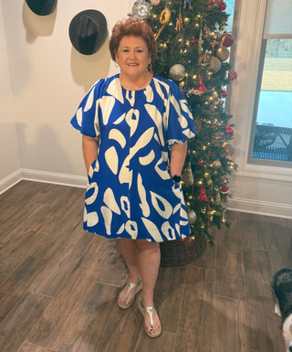 Umgee Bold Blue Abstract Dress