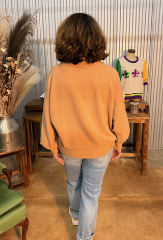 Cozy  Camel Funnel Neck Zip Pullover