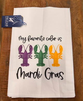Pelican Favorite Color is Mardi Gras Kitchen Towel
