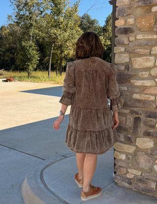 Umgee Corduroy Full Skirt Dress