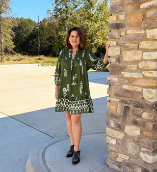 Umgee Hunter Green Flowy Short Dress