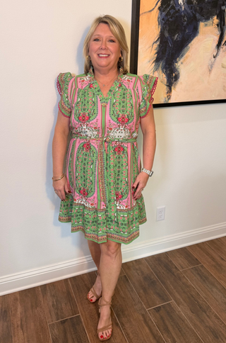 Umgee Garden Party Ruffle Tie Dress