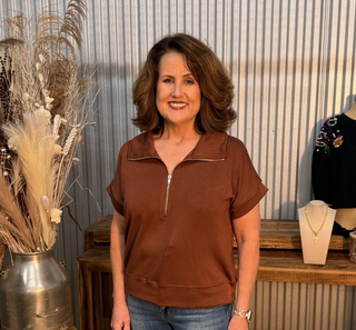 Super Soft Half-Zip Mock Neck Top