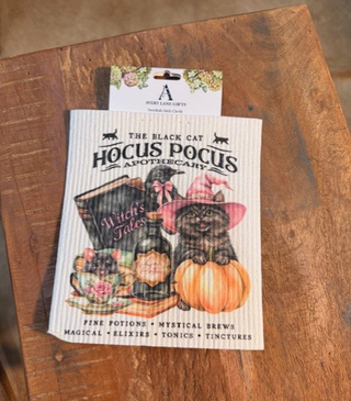 Halloween Hocus Pocus Black Cat Swedish Dishcloth