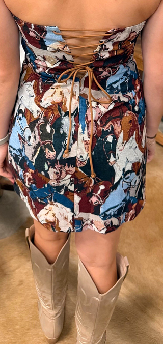 Horse Head Tapestry Corset Dress