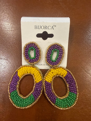 Mardi Gras Beaded Iconic Earrings